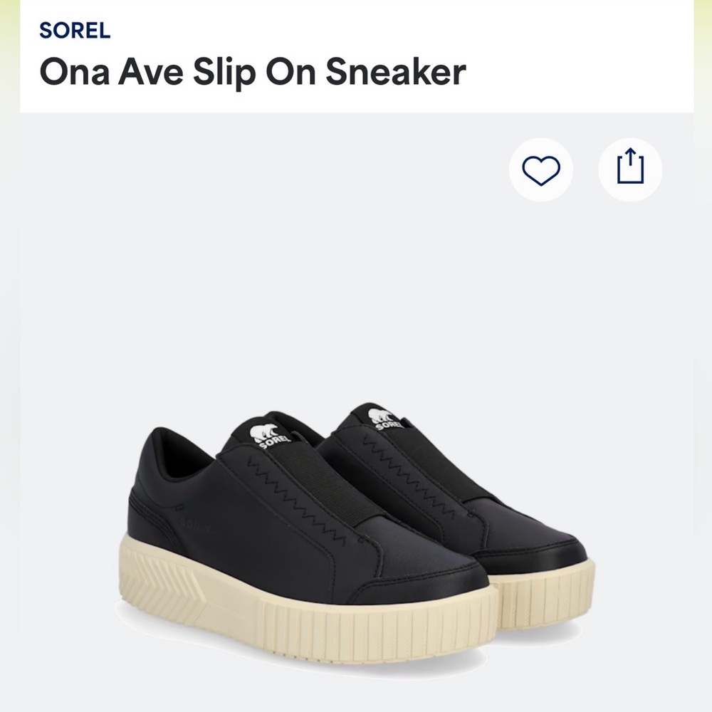 Sorel Ona Ave Black Slip-On Sneakers with Cream Sole